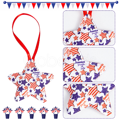 30Pcs 6 Style Independence Day Theme Star Cotton Ornaments DIY-WH0401-15-1