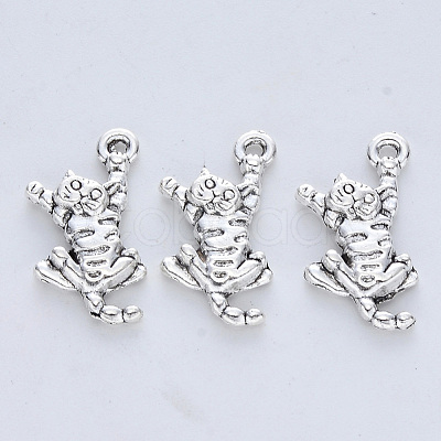 Tibetan Style Alloy Kitten Pendants TIBE-R316-028AS-RS-1