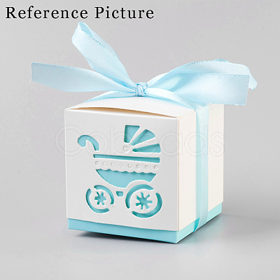 Hollow Stroller BB Car Carriage Candy Box wedding party gifts with Ribbons CON-WH0034-D02-1