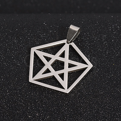 Non-Tarnish Boy Jewelry Original Color 304 Stainless Steel Pentagon with Pentagram Pendants X-STAS-I032-209-1