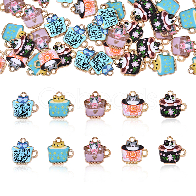 50pcs 5 Style Zinc Alloy Enamel Pendants PALLOY-CJ0001-146-1