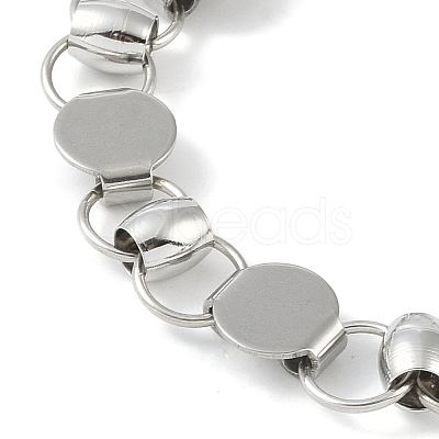 Non-Tarnish 201 Stainless Steel Flat Round Link Chain Bracelets for Women Men BJEW-I316-08C-1