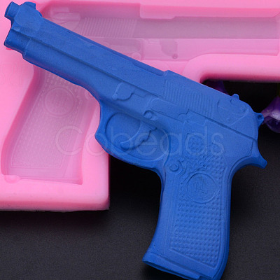 Handgun Shape DIY Food Grade Silicone Molds X-AJEW-P046-28-1