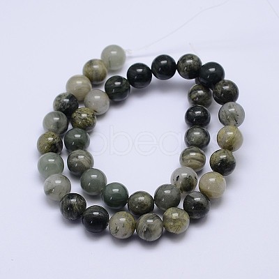 Round Natural Green Rutilated Quartz Beads Strands G-D742-6mm-1