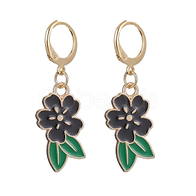 5 Pair 5 Color Alloy Enamel Dangle Leverback Earrings EJEW-JE05523-1