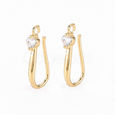 Brass Micro Pave Clear Cubic Zirconia Earring Hooks X-ZIRC-S068-006-NF-1