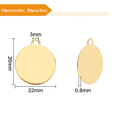 BENECREAT 50Pcs 5 Colors Brass Pendants KK-BC0001-69-1