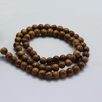 Natural Wenge Wood Beads Strands WOOD-F006-02-8mm-1