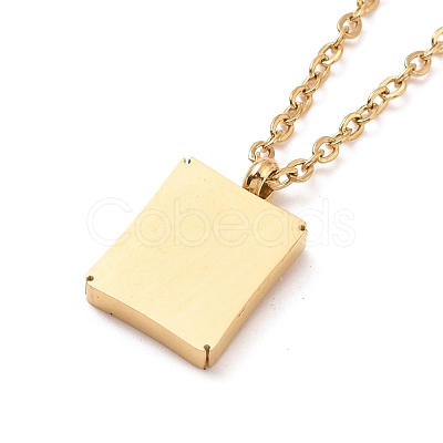 Rectangle with Word Good Luck Pendant Necklace NJEW-A004-04G-1