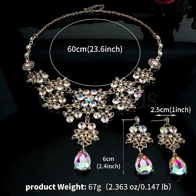 Alloy & Rhinestone Studs Earrings & Necklaces Set PW-WG1364A-02-1