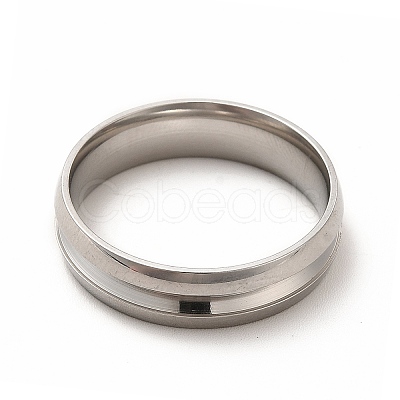 Non-Tarnish 201 Stainless Steel Grooved Finger Ring Settings STAS-P323-05P-1