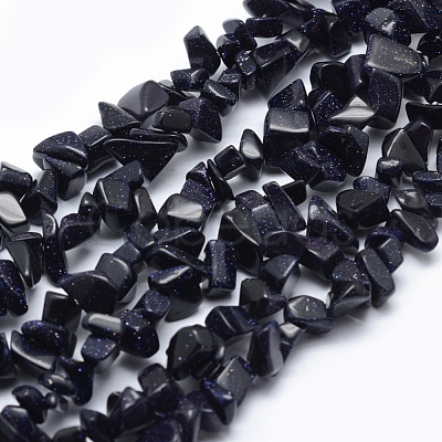 Synthetic Blue Goldstone Beads Strands G-P332-10-1