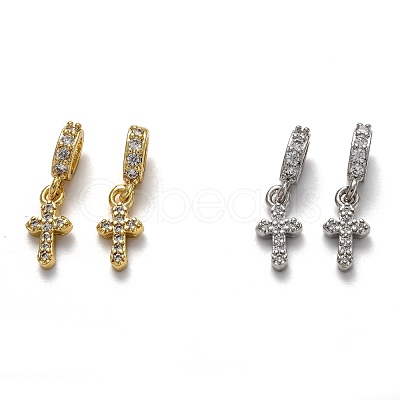 Brass Micro Pave Cubic Zirconia European Dangle Charms ZIRC-H119-01-1