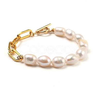 Natural Baroque Pearl Keshi Pearl Beaded Bracelets X-BJEW-JB05317-1