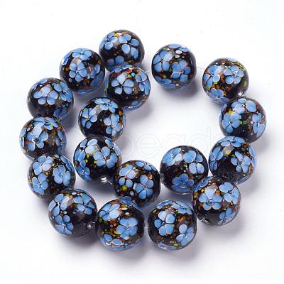 Handmade Inner Flower Lampwork Beads Strands LAMP-L072-D05-1