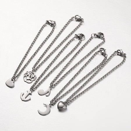Mixed Style Stainless Steel Charm Bracelets BJEW-JB01946-1