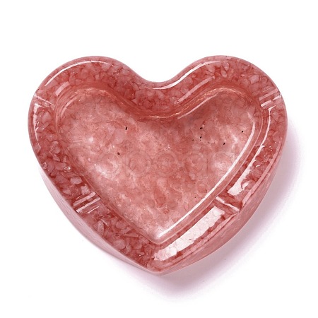 Resin with Natural Rose Quartz Chip Stones Ashtray DJEW-F015-03A-1