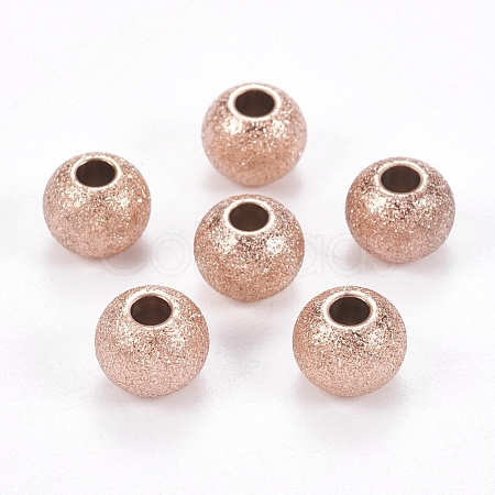 Ion Plating(IP) 304 Stainless Steel Textured Beads STAS-I081-8mm-04RG-1