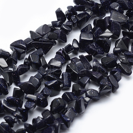 Synthetic Blue Goldstone Beads Strands G-P332-10-1