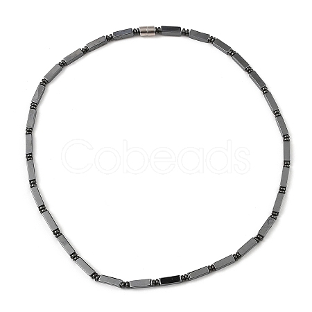 Rectangle Synthetic Non-Magnetic Hematite Beaded Necklaces for Women Men NJEW-E097-02-1