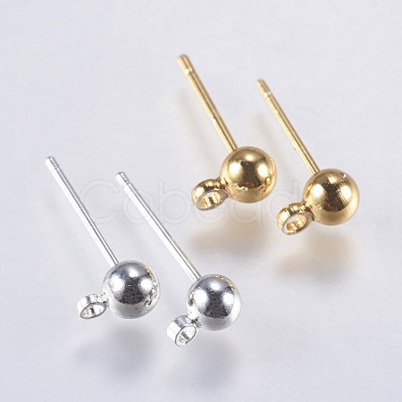 Brass Stud Earring Findings KK-F737-43-RS-1