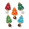 5Pcs 5 Colors Glass Seed Beaded Pendants, with Glass Pearl & Natural Tnger Eye, Tree, Mixed Color, 40x19.5x4.5mm, Hole: 2mm, 1pc/color