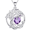 925 Sterling Silver Double-Layer Necklace, Twelve Birthstone Pendants, Tree of Life, Platinum, Purple, 16.14~19.69 inch(41~50cm)