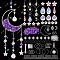 DIY Natural Amethyst Chips & Moon Suncatchers Making Kits, Including Metal Chains & Pendant & Connector Links, Glass Link & Charms, Platinum, 150x90x50mm