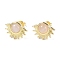 Natural Rose Quartz Stud Earrings, with Golden Tone Rack Plating Brass Findings, Sun, 14.6x10.9mm