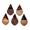 Transparent Resin and Walnut Wood Pendants, Teardrop Charms with Gold Foil, Orange, 48.5x28x3.5mm, Hole: 2mm