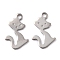 Tarnish Resistant 201 Stainless Steel Charms, Cat, Stainless Steel Color, 13.5x8.5x0.8mm, Hole: 1.2mm