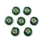 Synthetic Malachite Beads, with Golden Tone Brass Slices, Flat Round with Constellations, Pisces, 15x4mm, Hole: 1mm