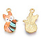 Painted Alloy Pendants, Fox Charm, Cadmium Free & Nickel Free & Lead Free, Golden, Sandy Brown, 19.5x11.5x2mm, Hole: 1.5mm