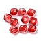 Baking Paint Transparent Glass Beads, with Gold Foil, Nuggest, Red, 10.5x11.5x6.5mm, Hole: 1.1mm