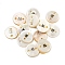 Freshwater Shell Buttons, Flat Round , Letter W, 12x2mm, Hole: 1.6mm