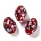 Handmade Lampwork Beads, Inner Flower, Oval, Dark Red, 19~20x13~14mm, Hole: 1.6~1.8mm