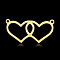 201 Stainless Steel Connector Charms, Hollow Double Hearts, Real 18K Gold Plated, 13x26.5x1mm, Hole: 1.4mm