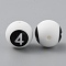 Silicone Beads, Chewing Beads For Teethers, DIY Nursing Necklaces and Bracelets Making, White Round with Black Numbers, Num.4, 13.5mm, Hole: 2.2mm