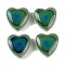 Two Tone Glass Beads, Temperature Sensing Color Changing Beads, Heart, Green, 11.5x12x5.5mm, Hole: 1.2mm