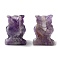 Natural Amethyst Carved Figurines, for Home Office Desktop Decoration, Owl, 15.5~18.5x13~15x22~24mm