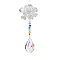 Iron Hollow Hanging Ornaments, Glass Teadrop Tassel for Home Garden Outdoor Decorations, Flower, 485mm