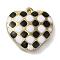 304 Stainless Steel Enamel Pendants, Real 18K Gold Plated, Heart with Tartan Charm, White, 15.5x15.5x4.5mm, Hole: 1.2mm