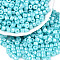 Baking Paint Pearlized Glass Seed Beads, Round Hole, Cylinder, Cyan, 4x5.5mm, Hole: 1.8mm, about 2500pcs/pound