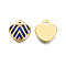 304 Stainless Steel Enamel Pendants, Real 18K Gold Plated, Heart, Dark Blue, 17x16x3mm, Hole: 2mm