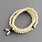 Dual-use Items, Wrap Style Buddhist Jewelry White Wood Round Beaded Bracelets or Necklaces, Light Goldenrod Yellow, 520mm, 108pcs/bracelet