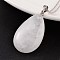 Teardrop Platinum Tone Brass Crystal Pendants, 41~43x23~25x11~13mm, Hole: 5mm