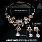 Alloy & Rhinestone Studs Earrings & Necklaces Set, Jewely for Women, Flower & Teardrop, Colorful, 600mm