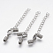 Tarnish Resistant 304 Stainless Steel Chain Extender, with Curb Chains, Cord Ends and Lobster Claw Clasps, Stainless Steel Color, 30mm, cord ends: 10.5x5.5mm, inner diameter: 4mm