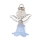 Alloy & Glass Seed Beads, with Transparent Frosted Acrylic Flower Pendants, Angle, Light Steel Blue, 36x24x18mm, Hole: 4x3mm