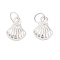 925 Sterling Silver Shell Charms with Jump Rings, Silver, 6x5x1.5mm, Hole: 1.3mm